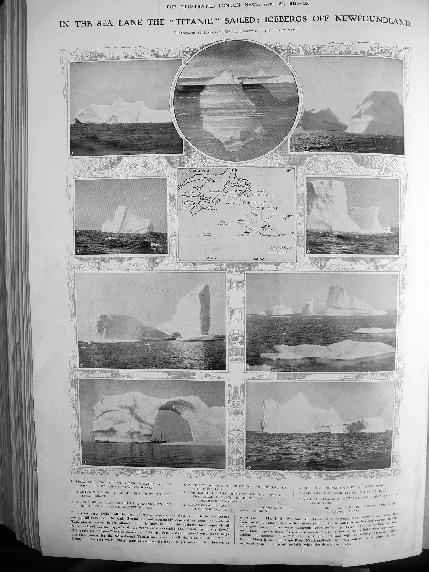 sea lane of icebergs